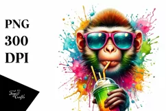 Quirky Colorful Monkey Drink Clipart Product Image 3