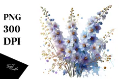 Delphinium Watercolor Splash PNG Product Image 1