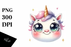 Shy Unicorn with Big Eyes PNG Product Image 3