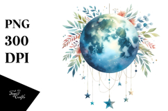 Whimsical Moon Foliage Stars | Watercolor Product Image 1