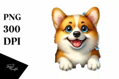 Crazy Pembroke Welsh Corgi Sticking Out | Clipart Product Image 3