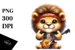 Energetic Baby Lion Rocker Look PNG Product Image 1