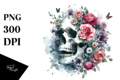 Watercolor V Painting with Grungy Skull, Transparent PNG Product Image 1