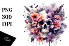 Vibrant Skull Made of Spring Flowers PNG Product Image 1