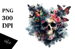 Colorful Skull and Butterfly Painting PNG Product Image 1