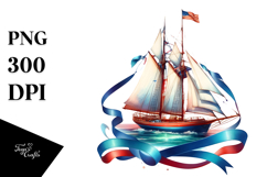 Vintage Sailboat with Ribbons PNG Product Image 1
