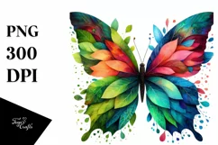 Abstract Vibrant Watercolor Butterfly PNG Product Image 1