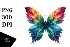 Abstract Vibrant Watercolor Butterfly PNG Product Image 1