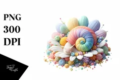 Colorful Snail Sleeping in Flower | Clipart Product Image 1