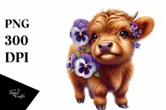 Lily Frame | Baby Highland Cow Clipart Product Image 1