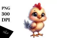 Baby Rooster Standing Proud | Watercolor Clipart Product Image 1