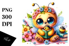 Cuddling Book Baby Bee PNG Product Image 1