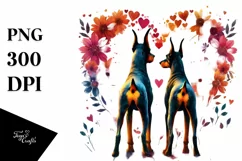 Doberman Pinscher Tails Making Heart Shape, PNG Product Image 1