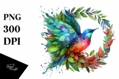 Abstract Vibrant Watercolor Bird PNG Product Image 1