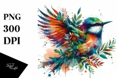 Abstract Vibrant Watercolor Bird PNG Product Image 1