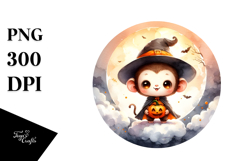 Digital Painting of Cute Baby Monkey, Vibrant PNG Product Image 1