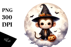 Digital Painting of Cute Baby Monkey, Vibrant PNG Product Image 1