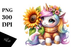 Cute Unicorn with Sunflower | Clipart Product Image 3