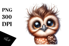 Baby Owl Portrait | Watercolor Clipart Product Image 1