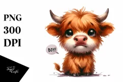 Funny Baby Face Highland Cow with Big Eyes Product Image 3