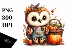 Quirky Colorful Owl Autumn Clipart Product Image 3