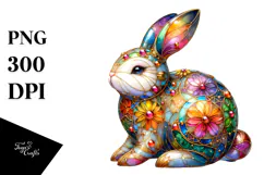 Colorful Bunny Made of on Splashy Background, Transparent Product Image 1