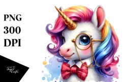 Baby Unicorn with Monocle, PNG Product Image 1