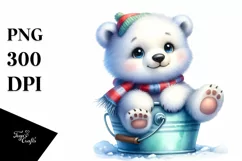 Colorful Baby Polar Bear in Bucket | Clipart Product Image 1