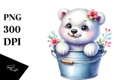 Colorful Baby Polar Bear Sitting in a Bucket | Clipart Product Image 3