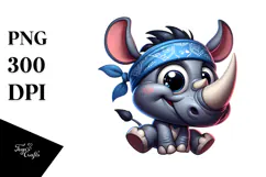 Innocent Rhino with Bandana PNG Product Image 1
