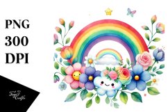 Cute Rainbow Flowers PNG Product Image 1