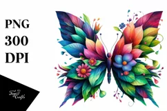 Abstract Vibrant Watercolor Butterfly PNG Product Image 3