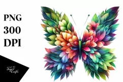 Abstract Vibrant Watercolor Butterfly PNG Product Image 3