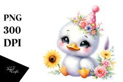 Colorful Baby Swan with Party Hat | Clipart Product Image 1