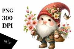 Gnome Flower Basket Cherry Blossom | Clipart Product Image 3