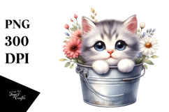 Cute Baby Cat with Flowers PNG Product Image 1