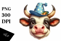 Cow Funny Cowboy Hat Cow Portrait | Sublimation | Clipart Product Image 3