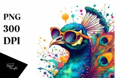 Colorful Quirky Peacock Sunglasses Clipart Product Image 3