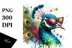 Colorful Quirky Peacock Sunglasses Clipart Product Image 1