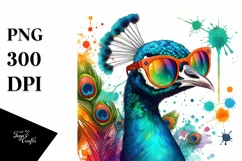 Colorful Quirky Peacock Sunglasses Clipart Product Image 3