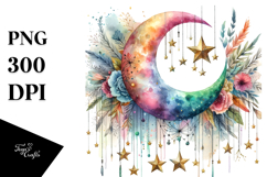 Washed Half Moon with Stars PNG Product Image 1