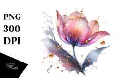 Abstract Glossy Tulip Flower PNG Product Image 1