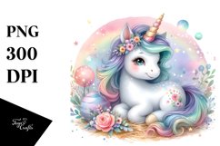 Colorful Pastel Baby Unicorn Clipart Product Image 3