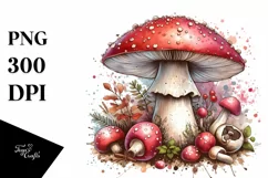 Detailed Mushroom Watercolor Splash PNG Product Image 3