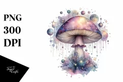 Mystical Celestial Mushroom Watercolor Splash PNG Product Image 1