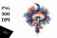 Magical Celestial Astral Mushroom Watercolor Splash | Product Image 1