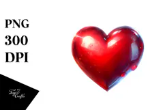 Red Glossy Heart Painting PNG Product Image 1