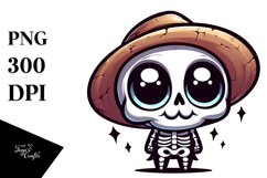 Ridiculously Cute Skeleton with Anime Eyes PNG Product Image 1