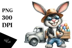 Goofy Bunny in Leather Hat, Transparent PNG Product Image 1