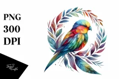 Abstract Vibrant Watercolor Bird PNG Product Image 1